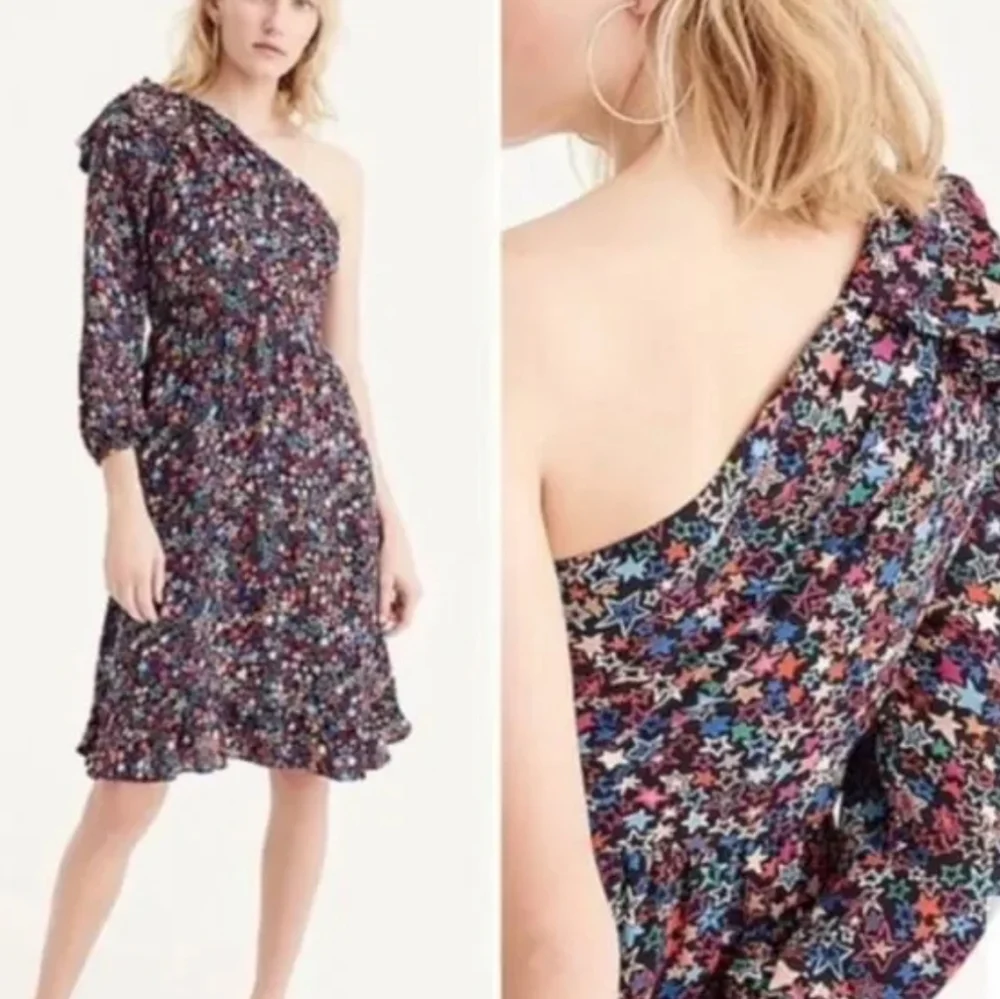 J. Crew Kaleidoscope Star Print One Shoulder Dress NWT
